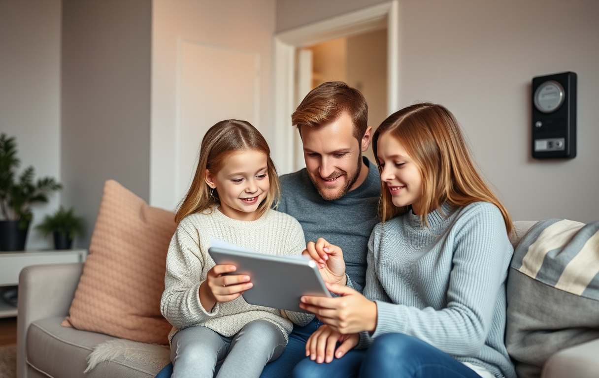 Svenskt hem med elmätare och solpaneler, en hand med en elavtalskontrakt eller smartphone
